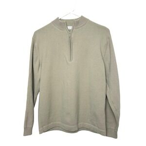 TIMEOUT Timeless Sportswear Mens S 100% wool 1/4 Zip Sweater Tan natural minimal